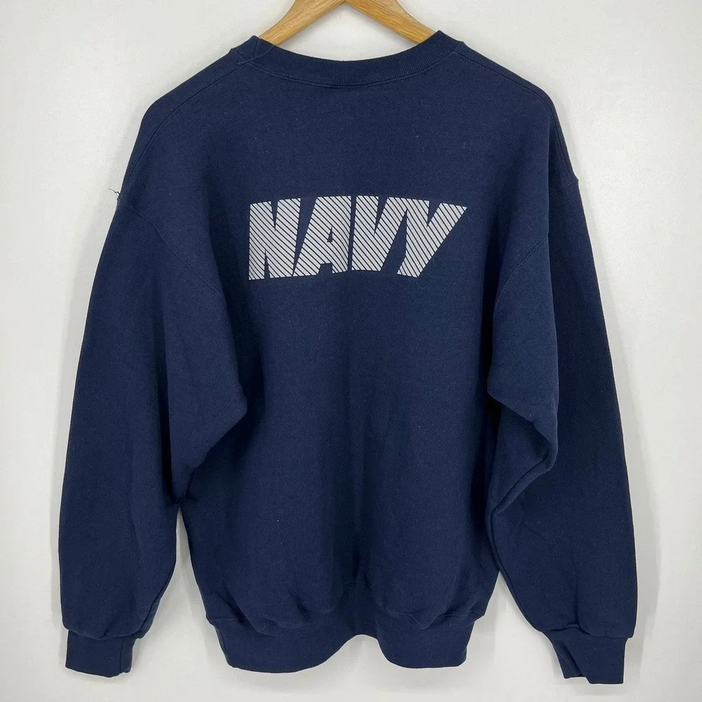Soffe Mens US Navy Reflective Logo Crewneck Fleece Sweatshirt Blue Size M NWT
